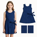Sleeveless navy kids girls summer athletic dresses