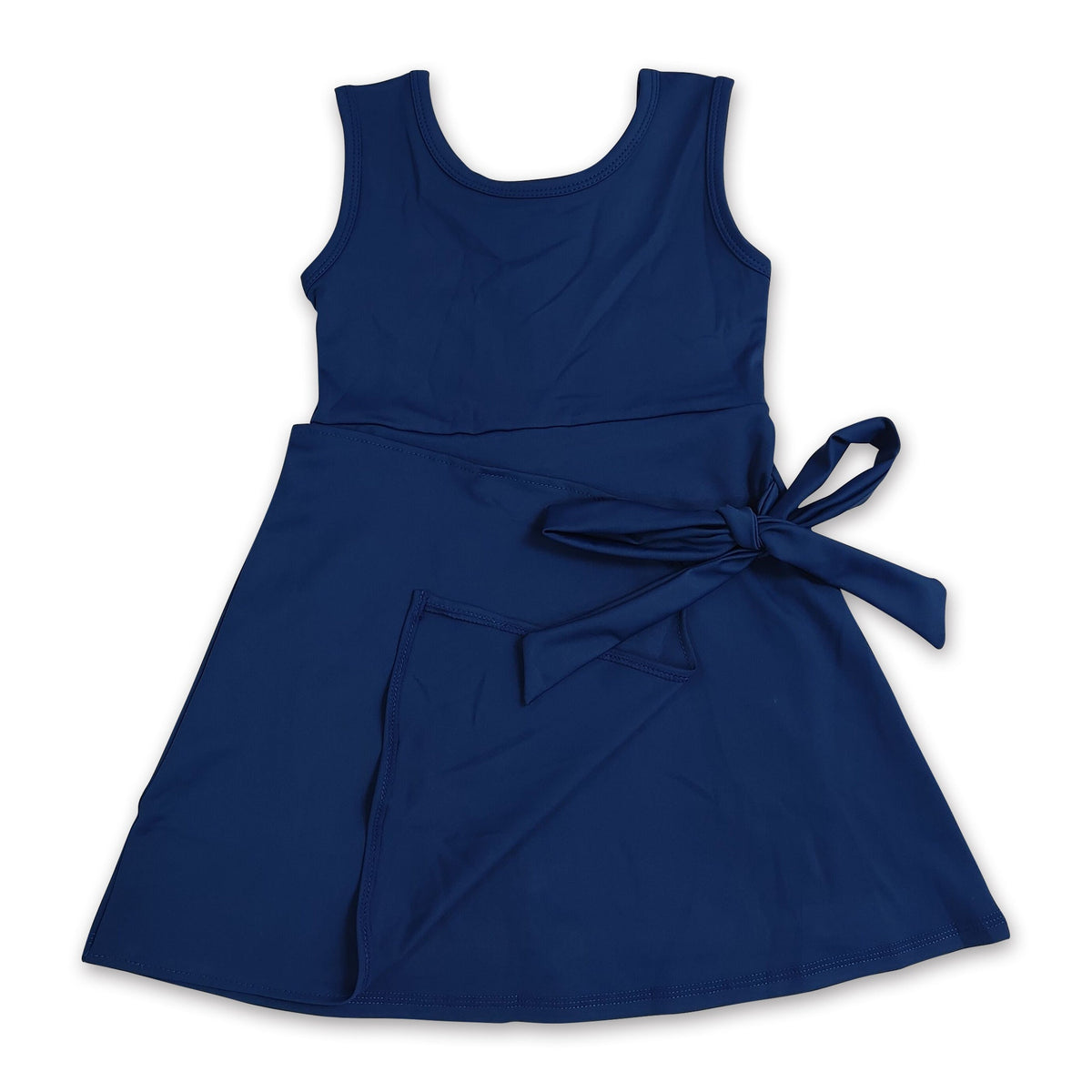 Sleeveless navy kids girls summer athletic dresses