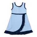 Sleeveless blue dog scallop kids girls athletic dress