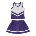 Sleeveless white purple top skirt girls team cheer active set