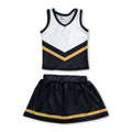 Sleeveless gold black top skirt girls team cheer active set