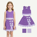 Sleeveless purple top plaid scallop skirt girls active wear set