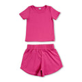 Short sleeves hot pink top shorts kids girls yoga active set