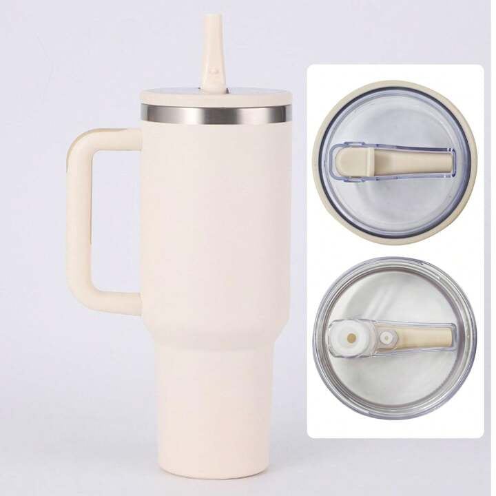 40oz Tumbler Leak Proof Flip Top Screw on Lid Replacement Compatible with Stanley (Includes Straw)