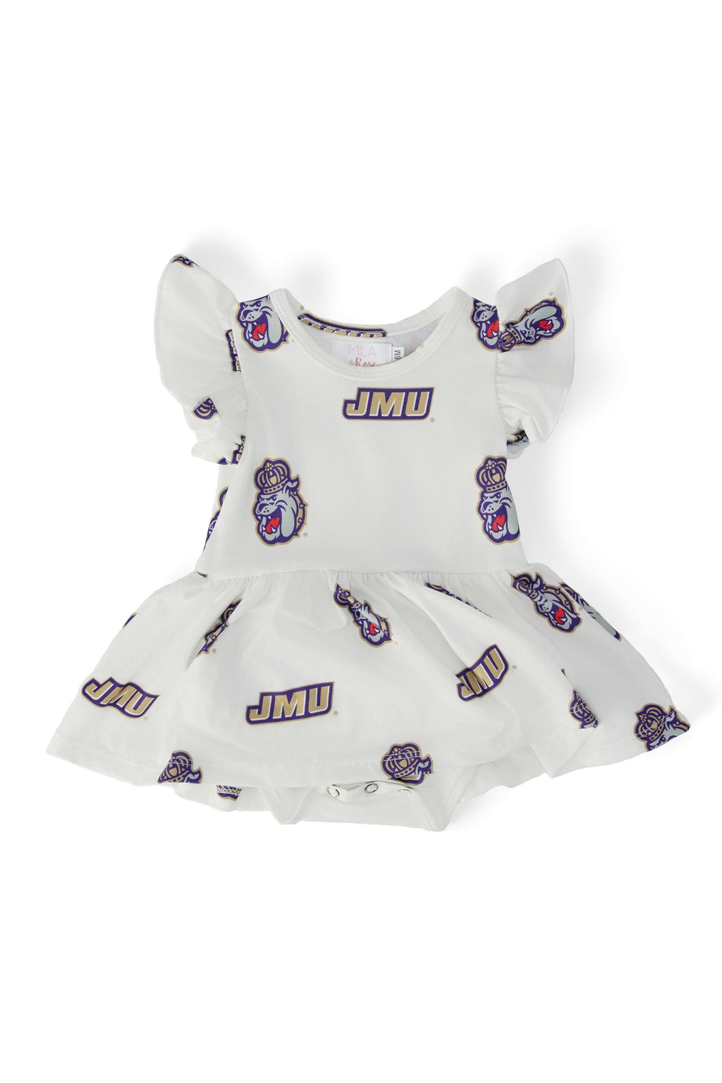 JMU White Duke Dog S/S Flutter Twirl Bodysuit
