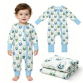 Light blue pumpkin basket baby boy Halloween zipper romper