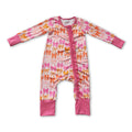 Long sleeves pink ruffle bows baby girls zipper romper