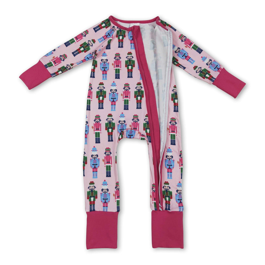 Pink ballet baby girls Christmas zipper romper