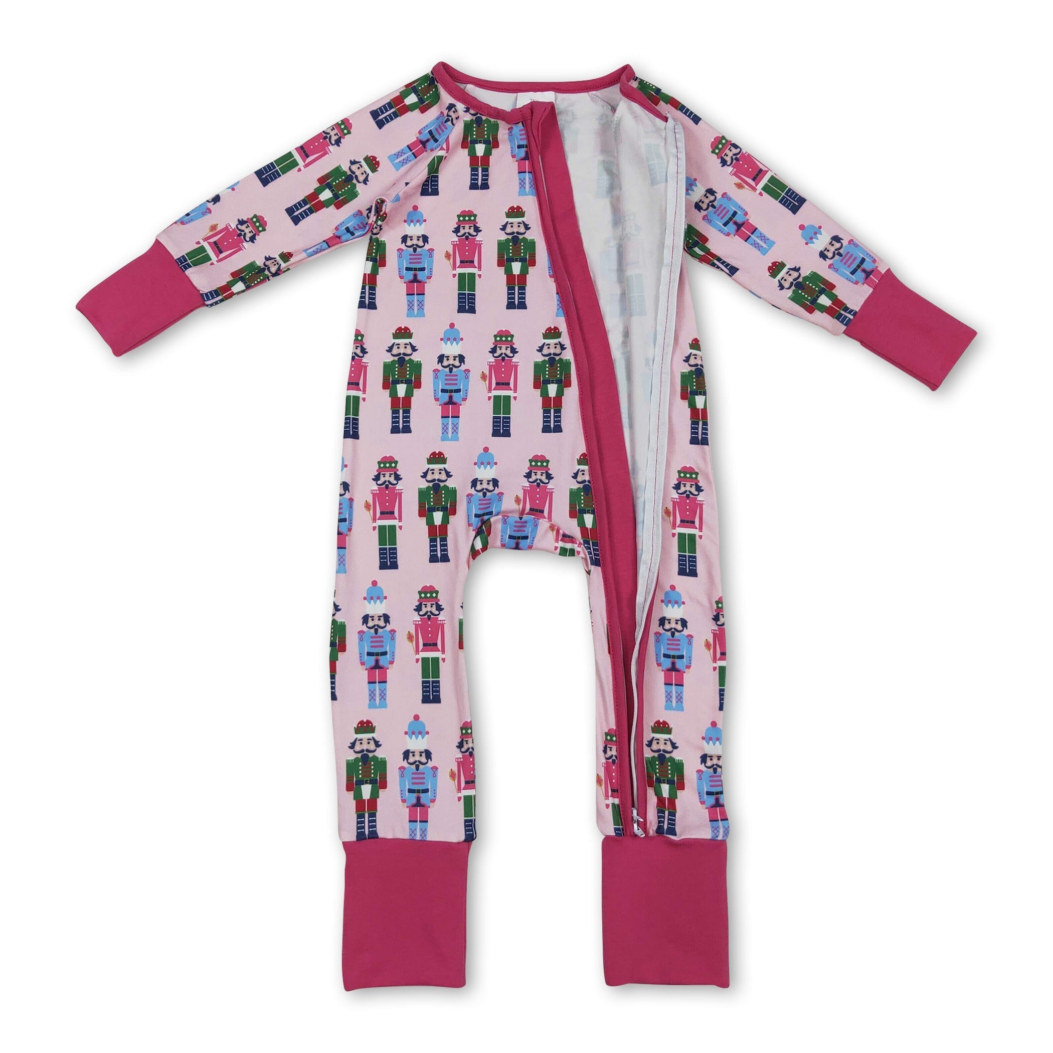 Pink ballet baby girls Christmas zipper romper