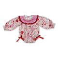 Long sleeves floral jesus loves me girls valentine's romper