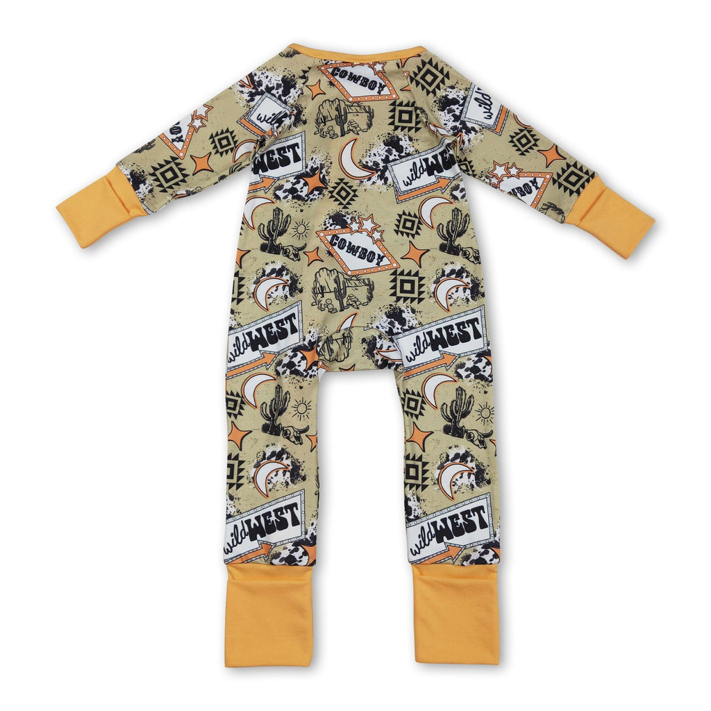 Long sleeves wild west cactus baby kids zipper romper