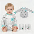 Duck embroidery plaid pocket plaid boy romper