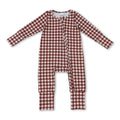 Long sleeves plaid baby boy fall zipper romper
