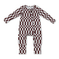 Long sleeves plaid stripe baby boy fall zipper romper