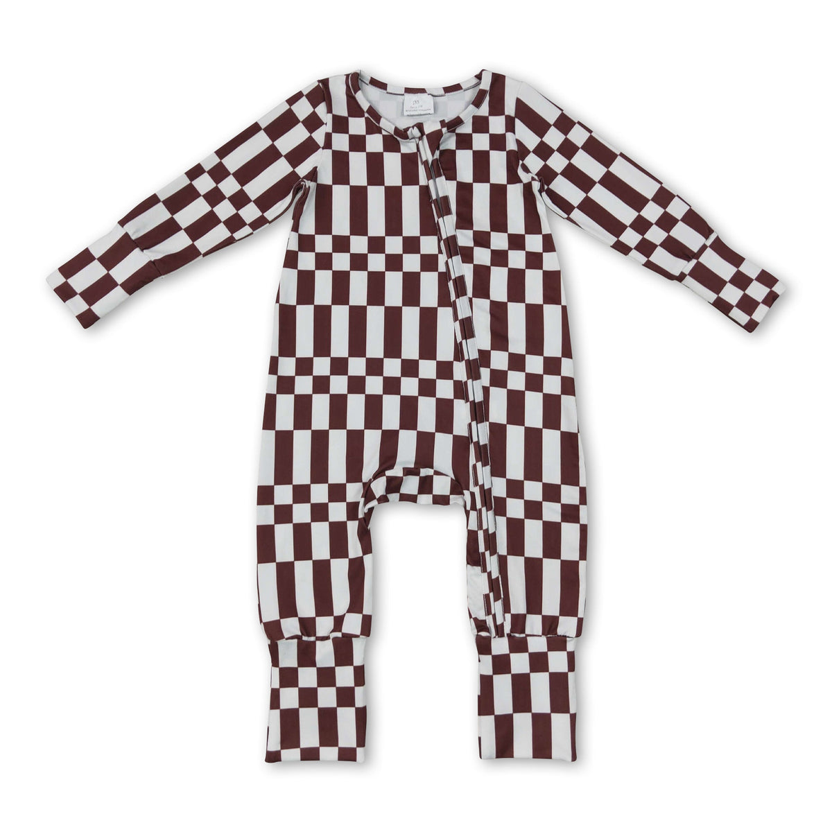 Long sleeves plaid stripe baby boy fall zipper romper