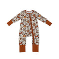 Pumpkin pie turkey bow baby girls Thanksgiving zipper romper