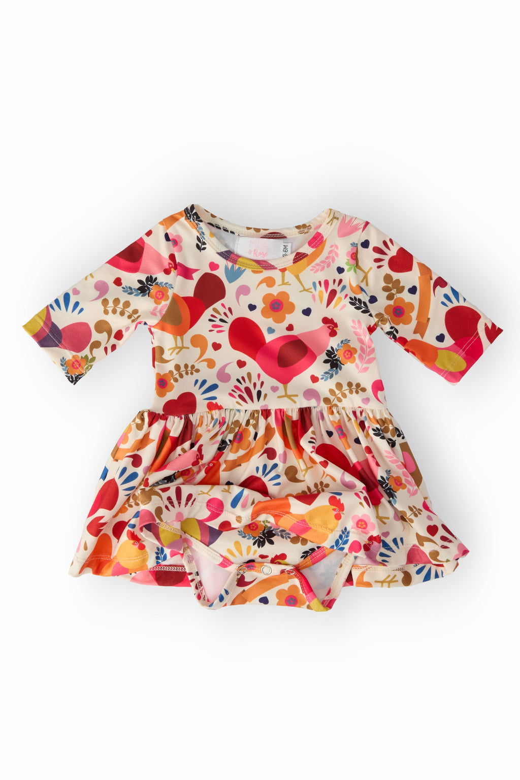Little Red Hen 3/4 Sleeve Twirl Bodysuit