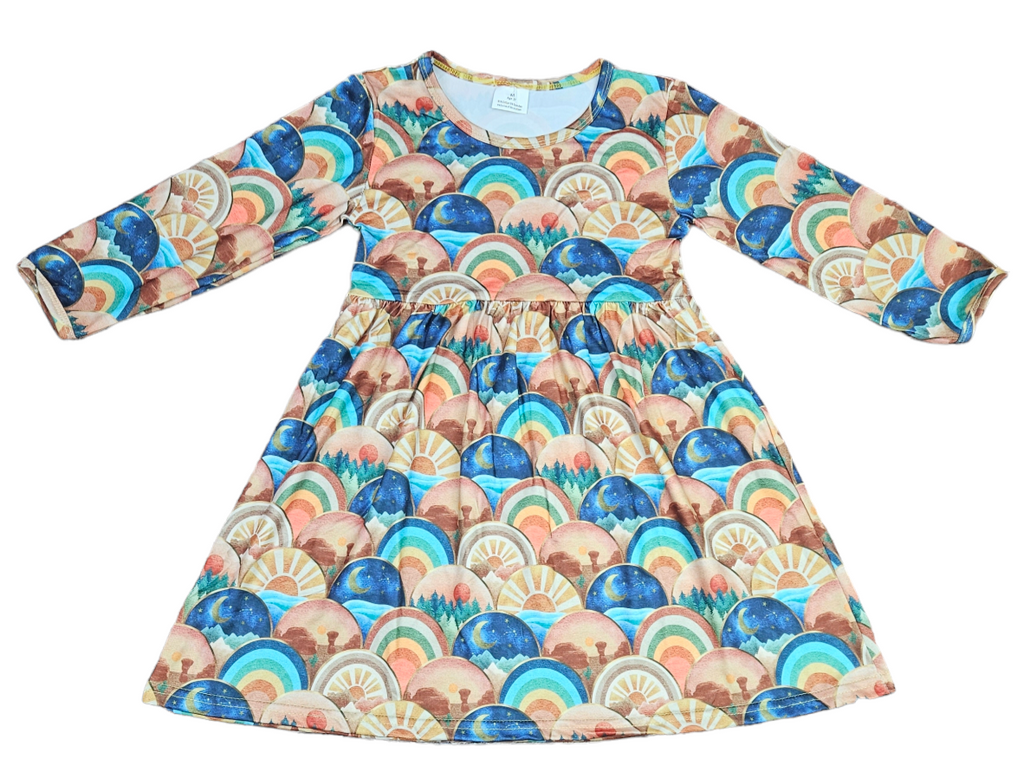 Boho Desert Long Sleeve Milk Silk Dress