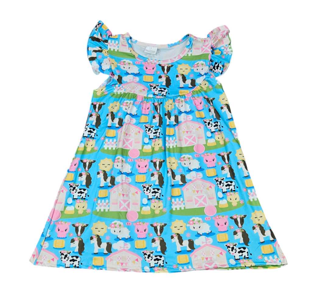 Farm Flutter Milk Silk Dress