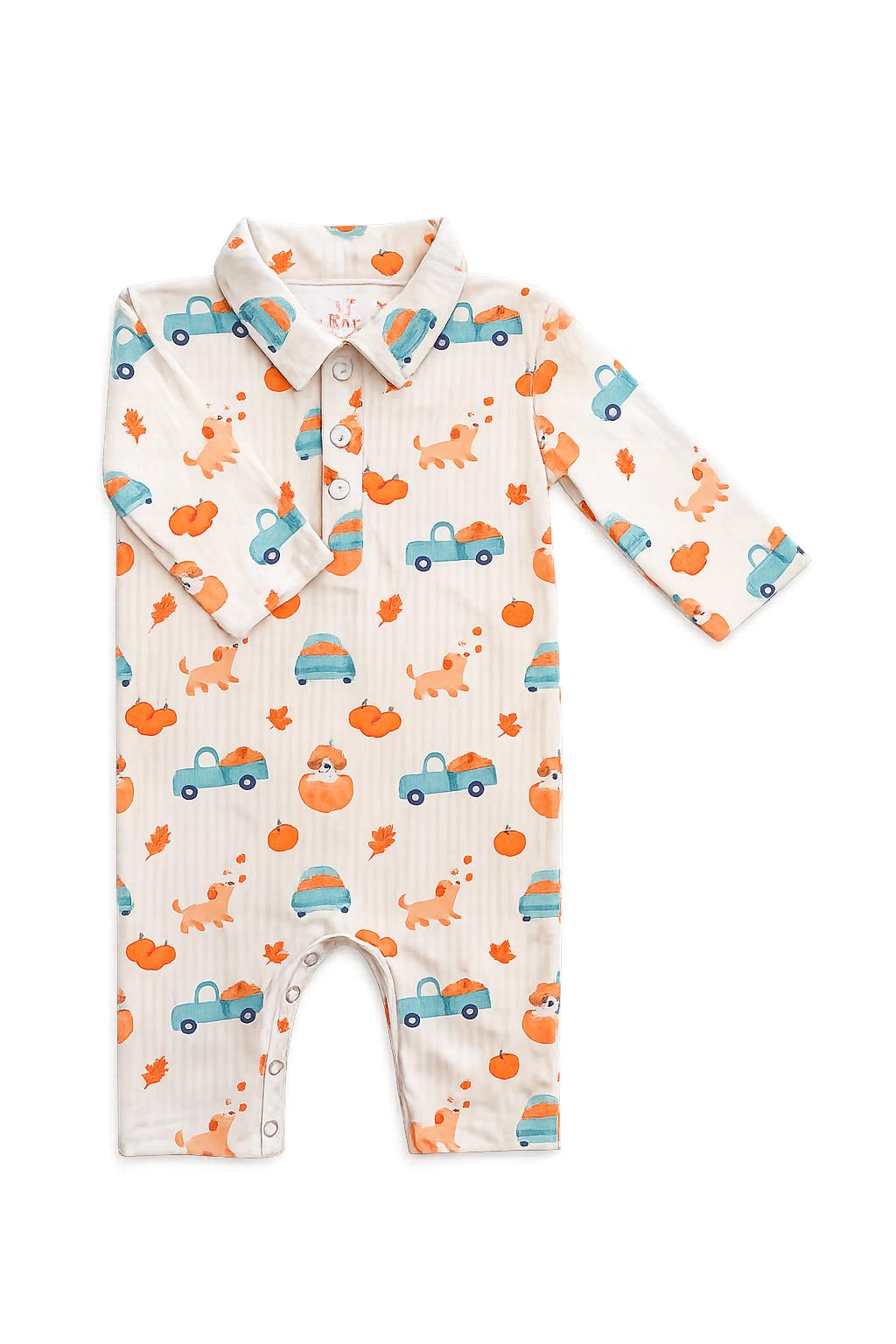 Pumpkin Spice Pups L/S Polo One-Piece