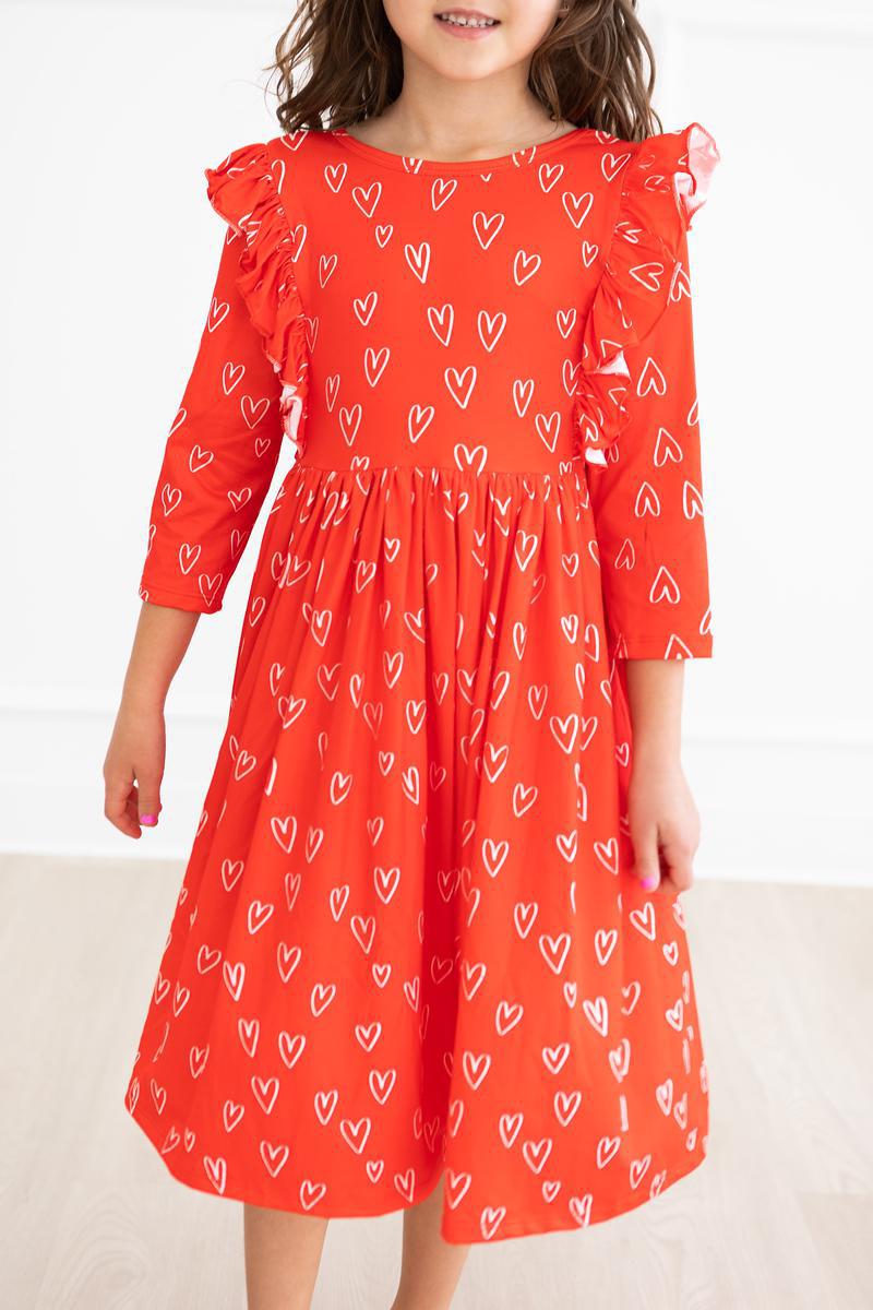 SALE Roses are Red Ruffle Twirl Dress