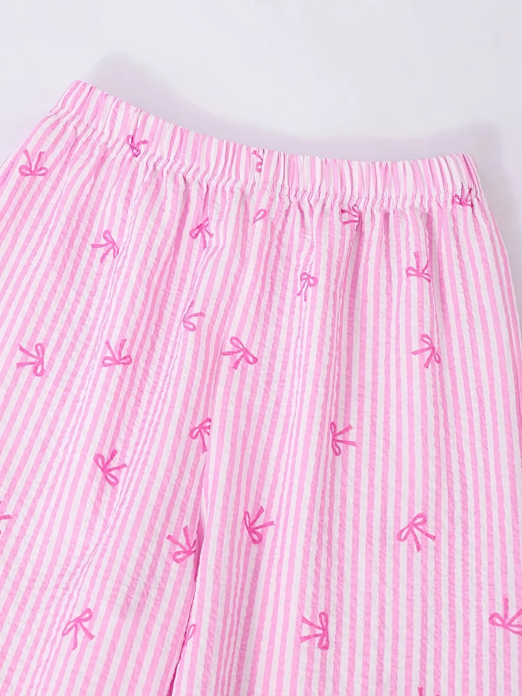 Kids Girls Two Piece Summer Clothes, Bow Striped Smocked Camisole + Breathable Wide Leg Pants Daily Holiday Outfit