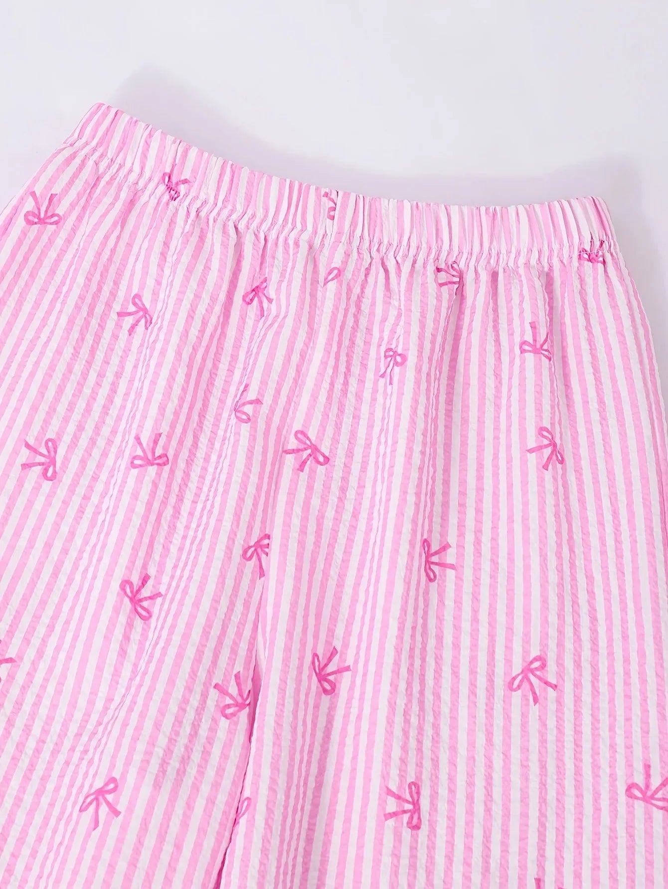 Kids Girls Two Piece Summer Clothes, Bow Striped Smocked Camisole + Breathable Wide Leg Pants Daily Holiday Outfit