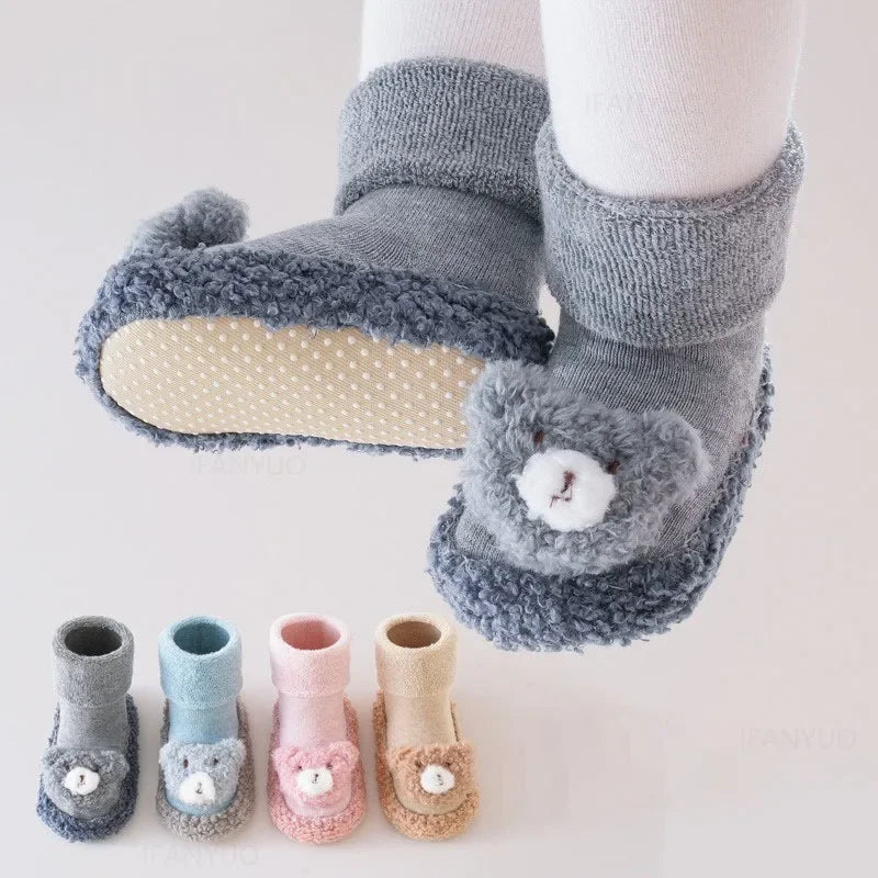 Baby Floor Socks Autumn Winter Cartoon Bear Toddler Shoes Socken Thick Anti Slip Children Stockings Boy Girl Indoor Walking Sock