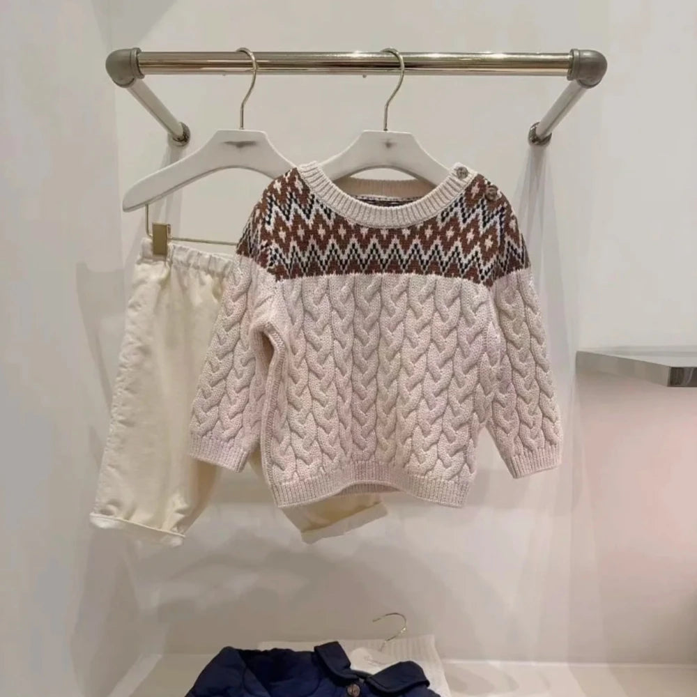 Girls Sweater BP Brand 2026 New Winter Cherry Baby Cardigan Cute Boys Tops Kids Clothes Pink Knitted Sweater Children Outwear
