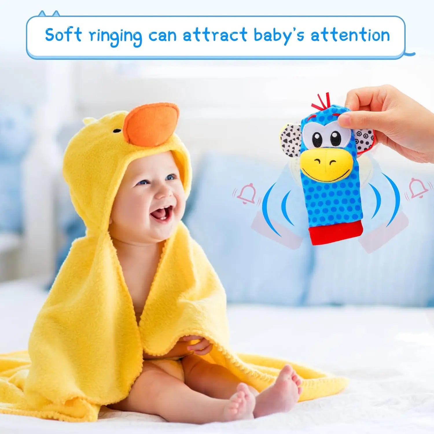 Baby Toys 0-12 Months Kids Animal Socks Wrist Strap Rattle Baby Foot Socks Wrist Strap Toddler Socks Pacifier Toys Baby Gifts