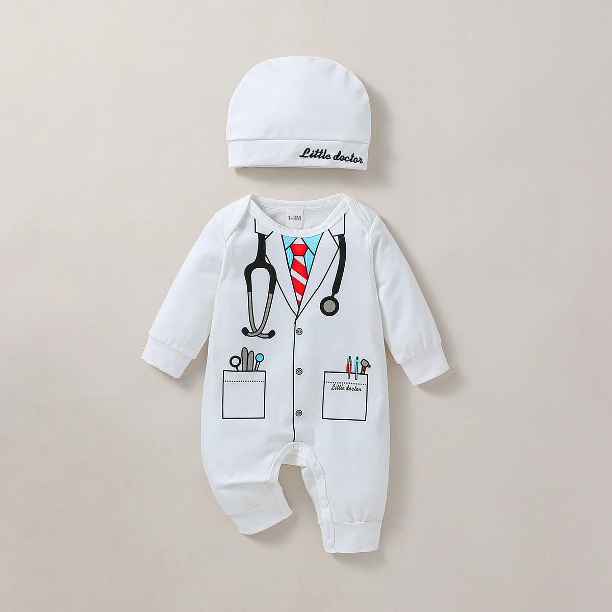 2Pcs Baby Unisex  Boys/Girls 2025 All Seasons Long Sleeve Cute Pullover Jumpsuit For Newborn Casual Daily Clothes+Hat