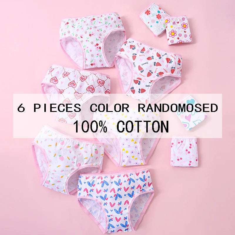 Children's Girls Panties Multipacks 100% Cotton Soft Pretty All Over Print Underwear For Girls Fashion Undies Boxer Breathable