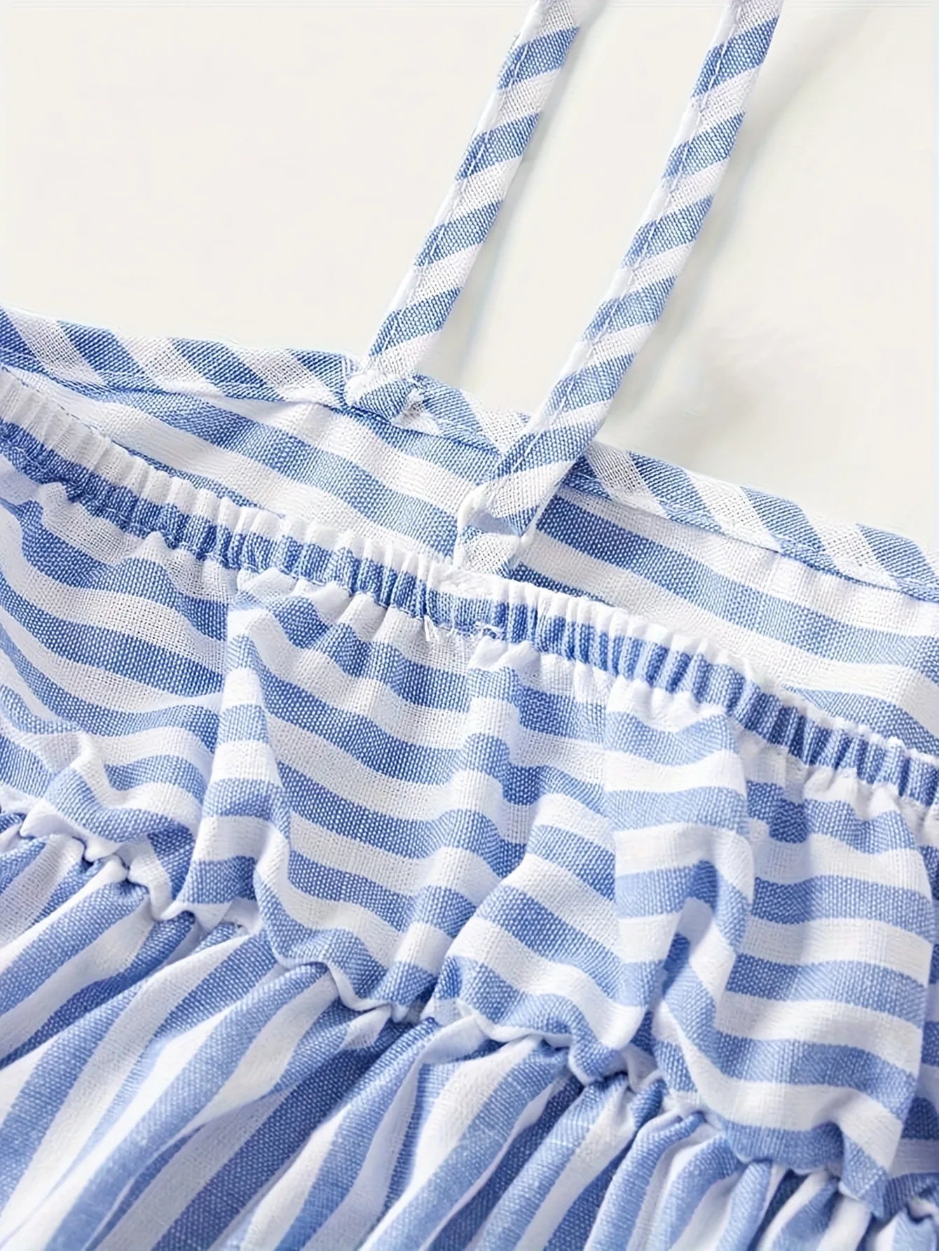 Kids Girls Two Piece Summer Clothes, Striped Ruffle Camisole Top + Loose Wide Leg Pants Outdoor Holiday Daily Wear