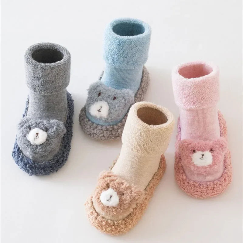 Baby Floor Socks Autumn Winter Cartoon Bear Toddler Shoes Socken Thick Anti Slip Children Stockings Boy Girl Indoor Walking Sock