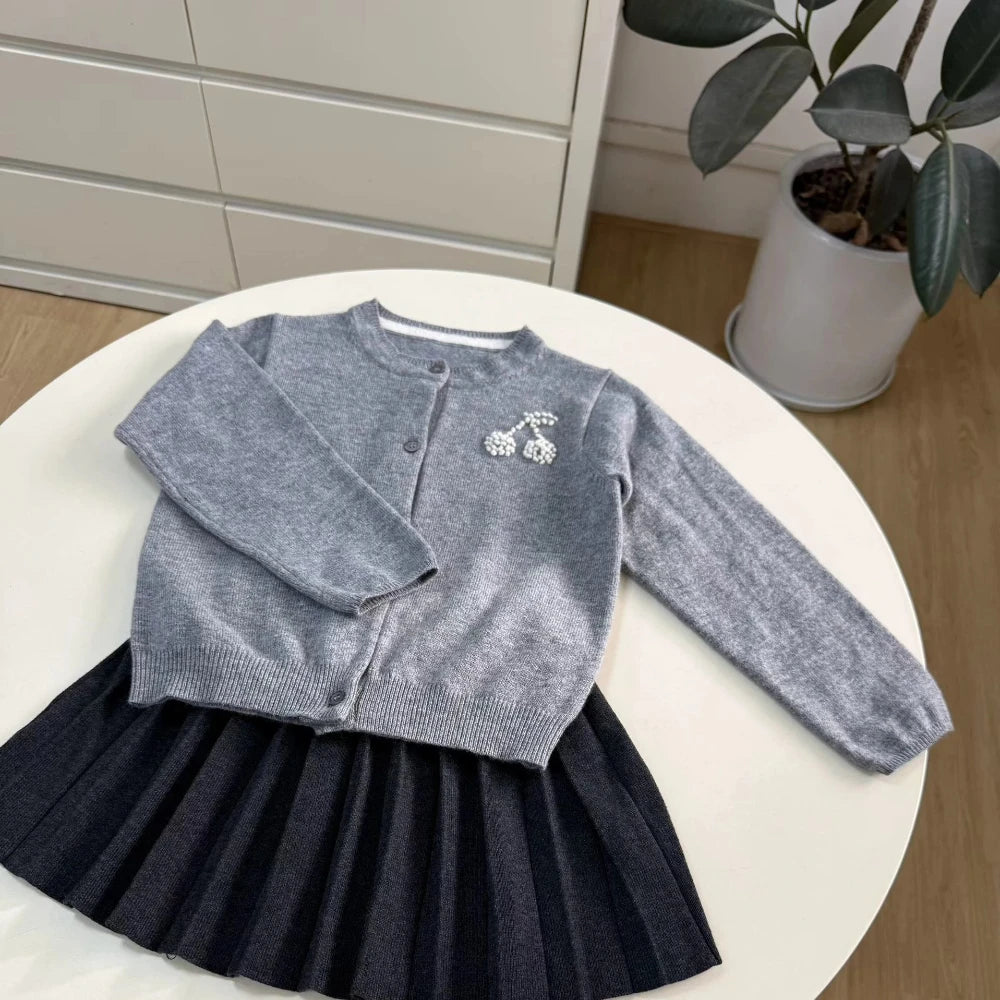 Girls Sweater BP Brand 2026 New Winter Cherry Baby Cardigan Cute Boys Tops Kids Clothes Pink Knitted Sweater Children Outwear