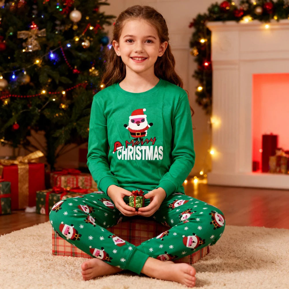 Xmas Pyjamas Sets Baby Boys 100% Cotton Christmas Pajamas Kids Classic Santa Toddler Girls Sibling Matching Kids Pijamas Suits
