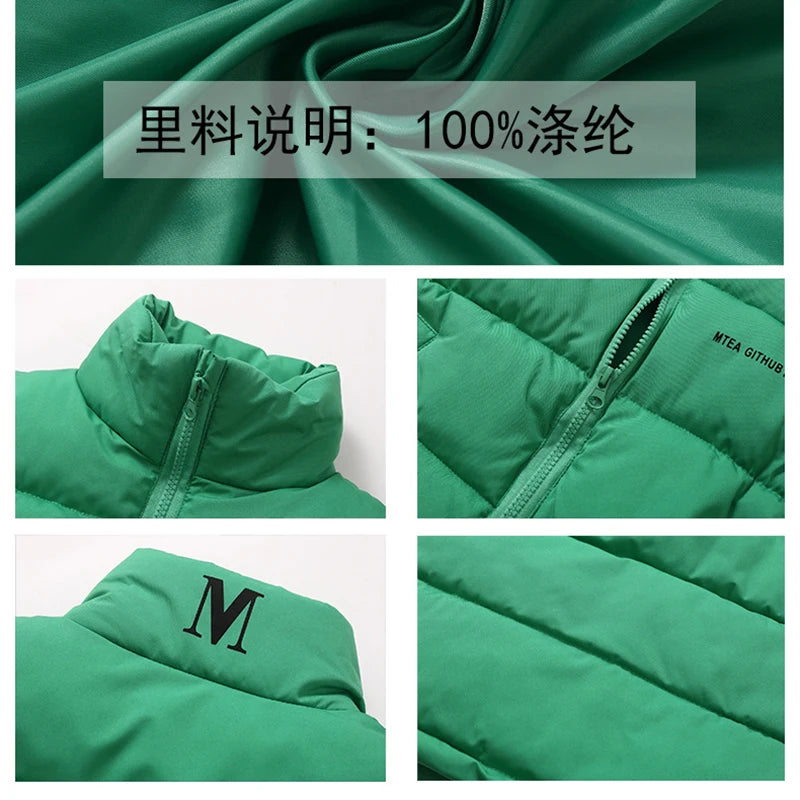 3-14 Years Winter Boys Girls Vest Fashion Letter High Neck Design Thick Keep Warm Waistcoat For Kids Children Down Coat