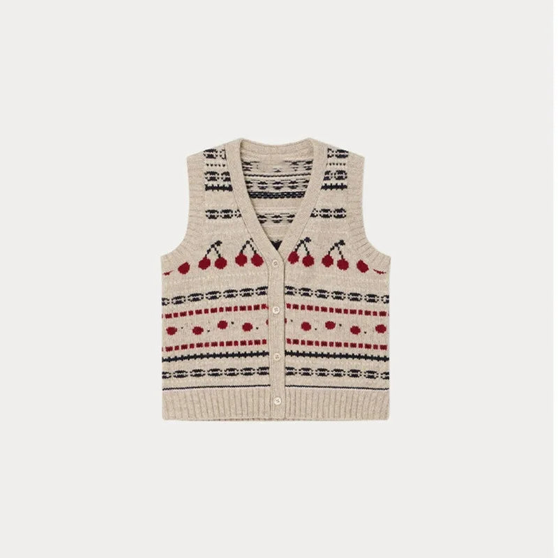 Girls Sweater BP Brand 2026 New Winter Cherry Baby Cardigan Cute Boys Tops Kids Clothes Pink Knitted Sweater Children Outwear