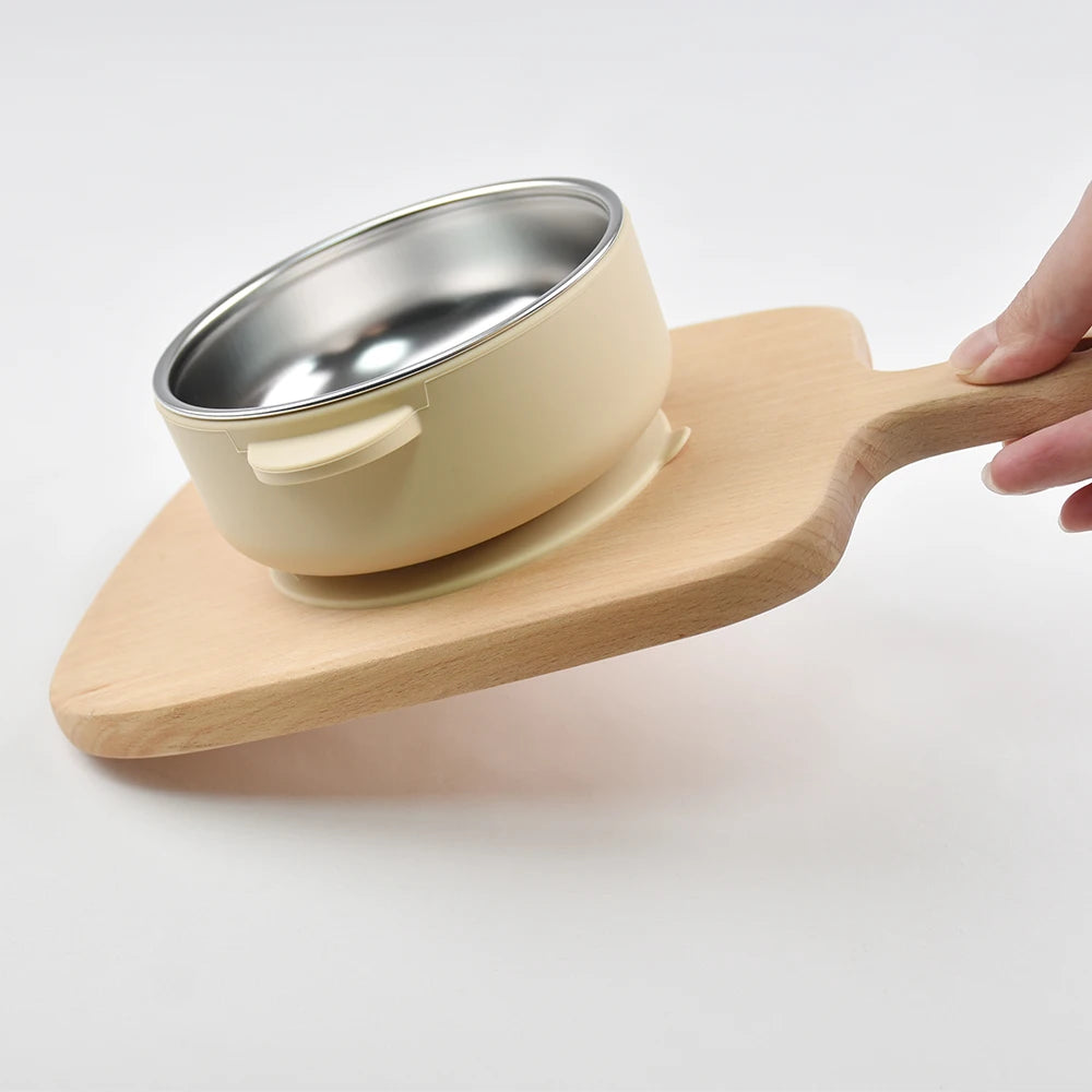 300ml Baby Training Bowl with Lid, 300ML 2-in-1 Stainless Steel & Silicone Feeding Set, Unbreakable Weaning Bowl
