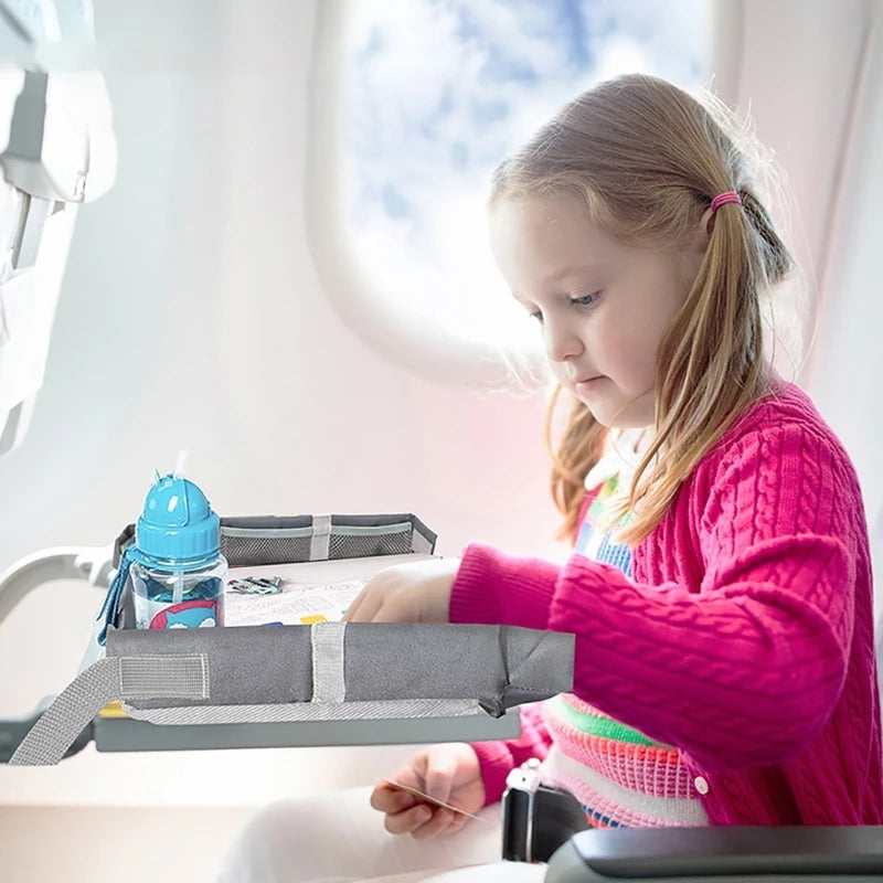 Kids Travel Tray for airplanes Seats Travel Desk Foldable & Adjustable Lap Desk for Children Entertainment & Learning