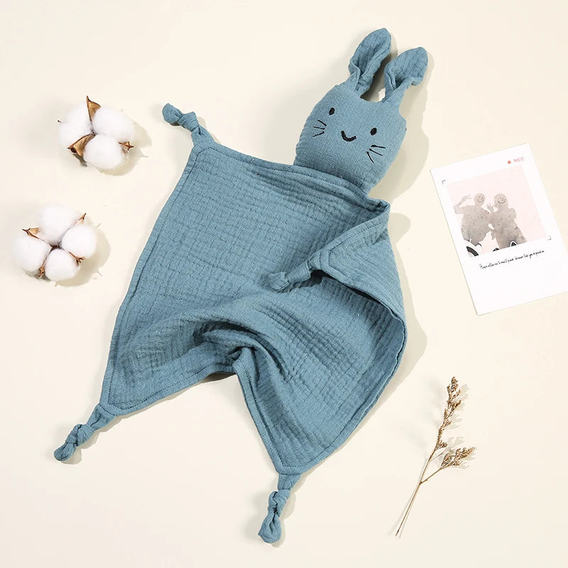 Baby Cartoon Rabbit Cotton Muslin Comforter 30*30CM Cute Newborn Baby Sleeping Dolls Blankets Infant Squale Burp Clothes Bibs