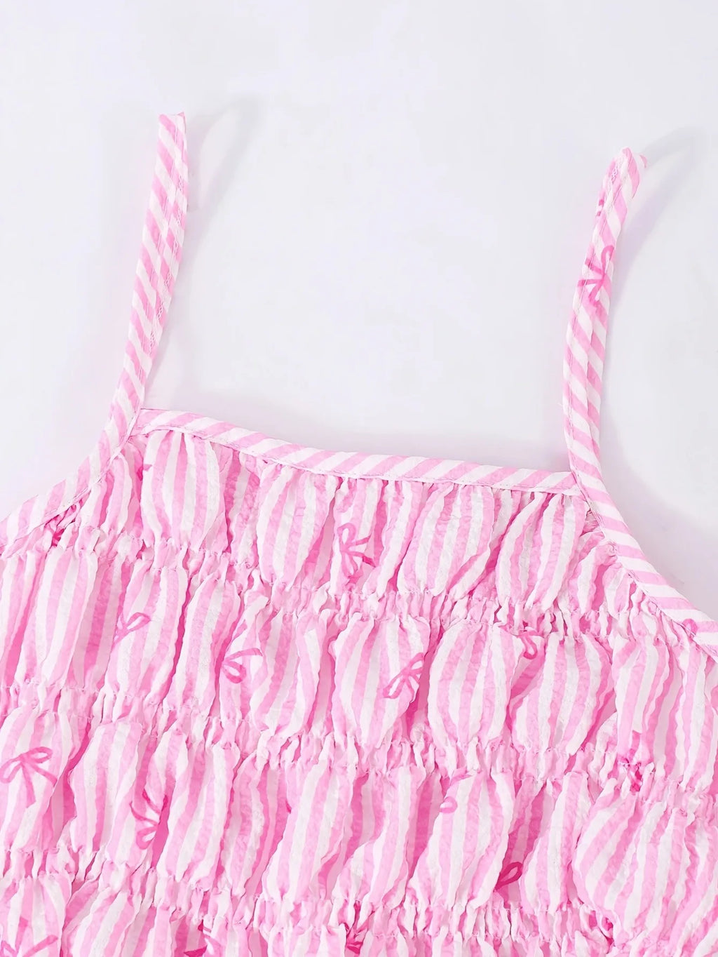 Kids Girls Two Piece Summer Clothes, Bow Striped Smocked Camisole + Breathable Wide Leg Pants Daily Holiday Outfit