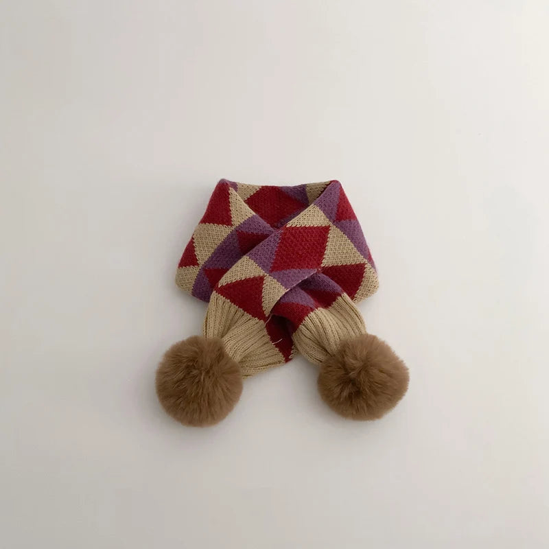 Fashion Plaid Stripe Winter Scarf for Boy Girl Korean 1-8 Years Kids Thick Warm Knit Neckerchief Outdoor Windproof Neck Covers
