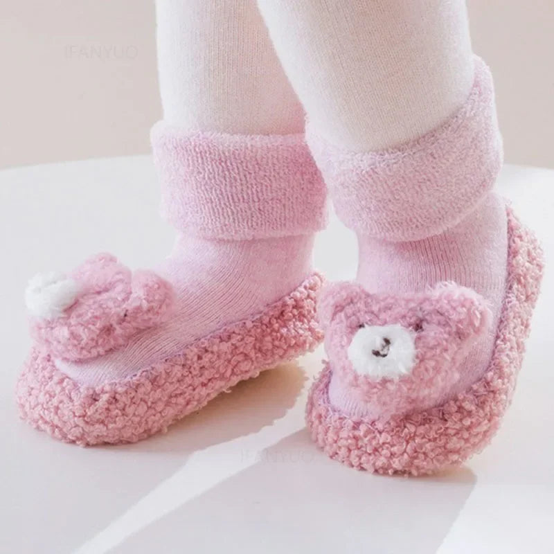 Baby Floor Socks Autumn Winter Cartoon Bear Toddler Shoes Socken Thick Anti Slip Children Stockings Boy Girl Indoor Walking Sock