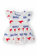 SMU White Mustang S/S Flutter Twirl Bodysuit
