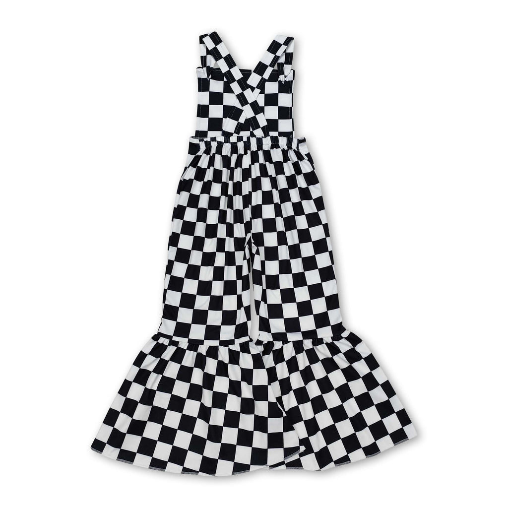 Black straps kids girls bell bottoms jumpsuit
