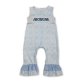 Sleeveless floral bow ruffle baby girls romper