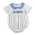 Short sleeves polka dots big brother smocked baby boy romper