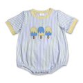 Short sleeves stripe popsicle embroidery boy romper