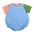 Orange green short sleeves cotton baby boy summer romper